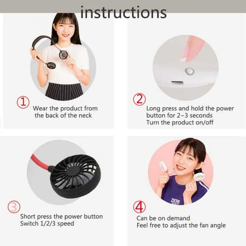 Portable Hanging Rechargeable Neck Fan