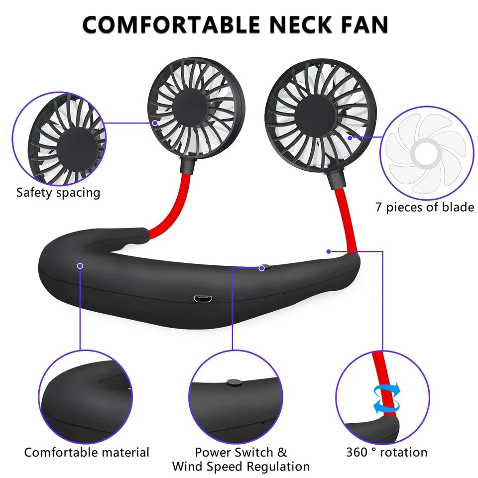 Portable Hanging Rechargeable Neck Fan