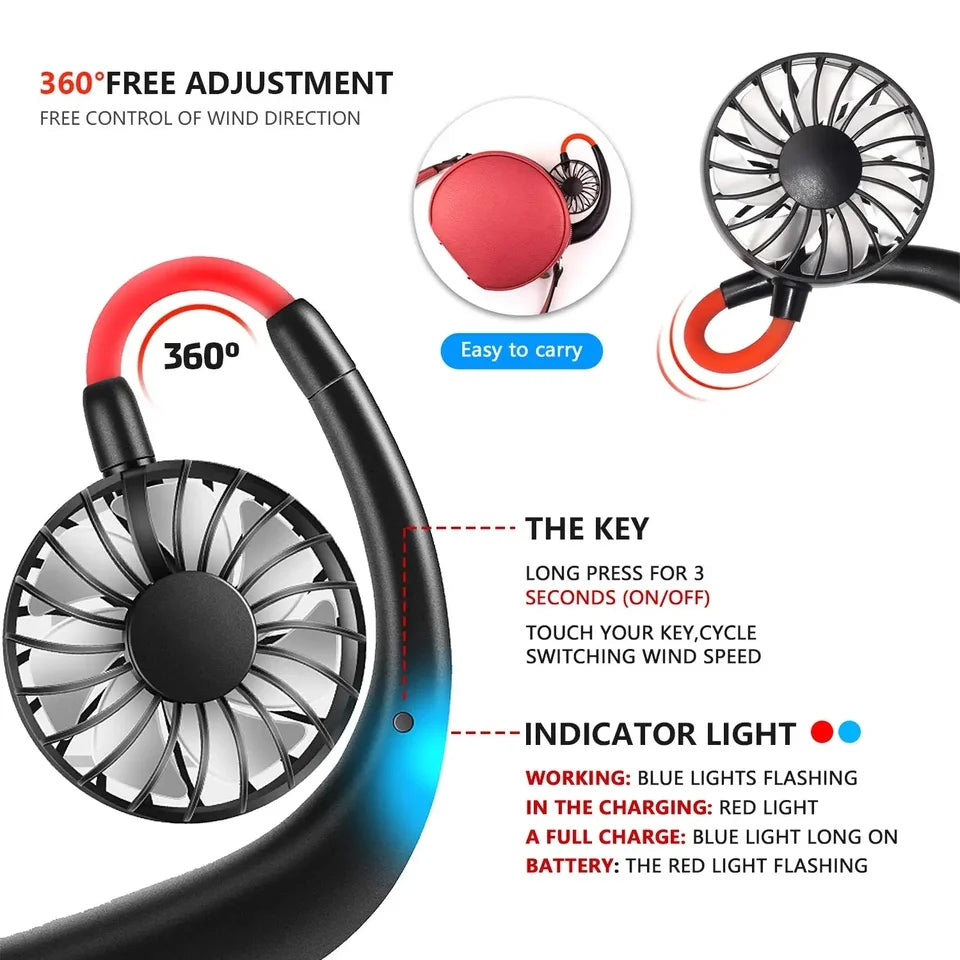 Portable Hanging Rechargeable Neck Fan